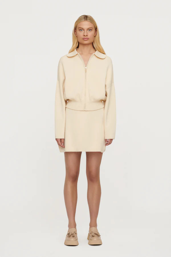 Elysian Collective Clea Carlos Crepe Knit Bomber Butter