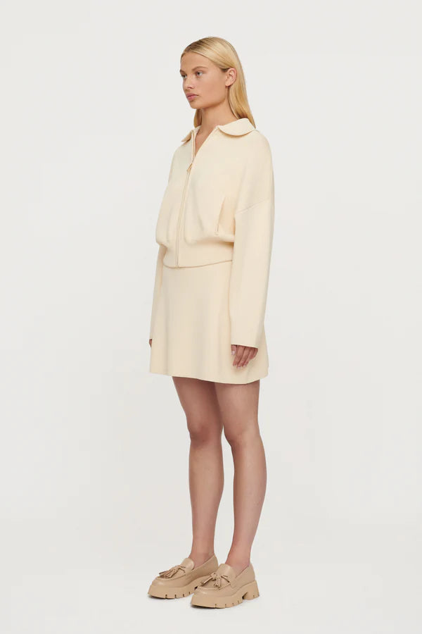 Elysian Collective Clea Carlos Crepe Knit Bomber Butter