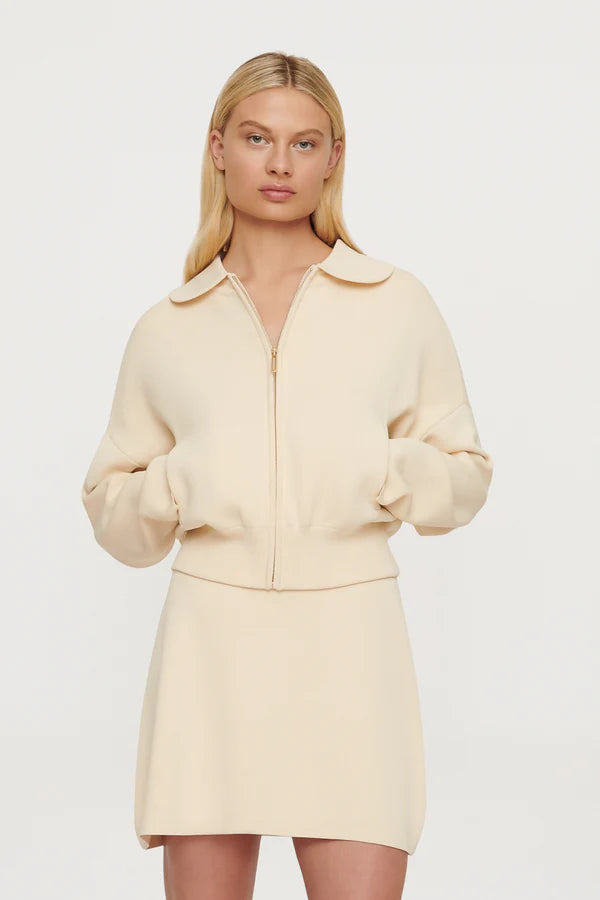 Elysian Collective Clea Carlos Crepe Knit Bomber Butter