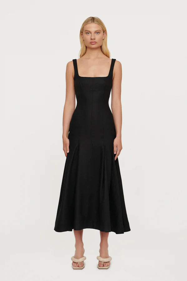 Elysian Collective Clea Charlee Pleat Dress Black