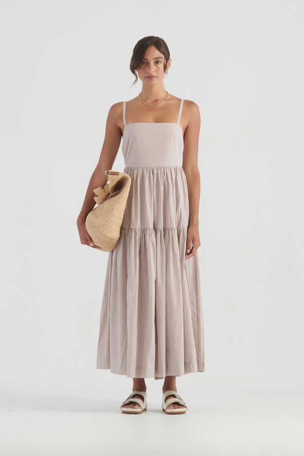 Elysian Collective Elka Collective Clare Dress Tan Stripe