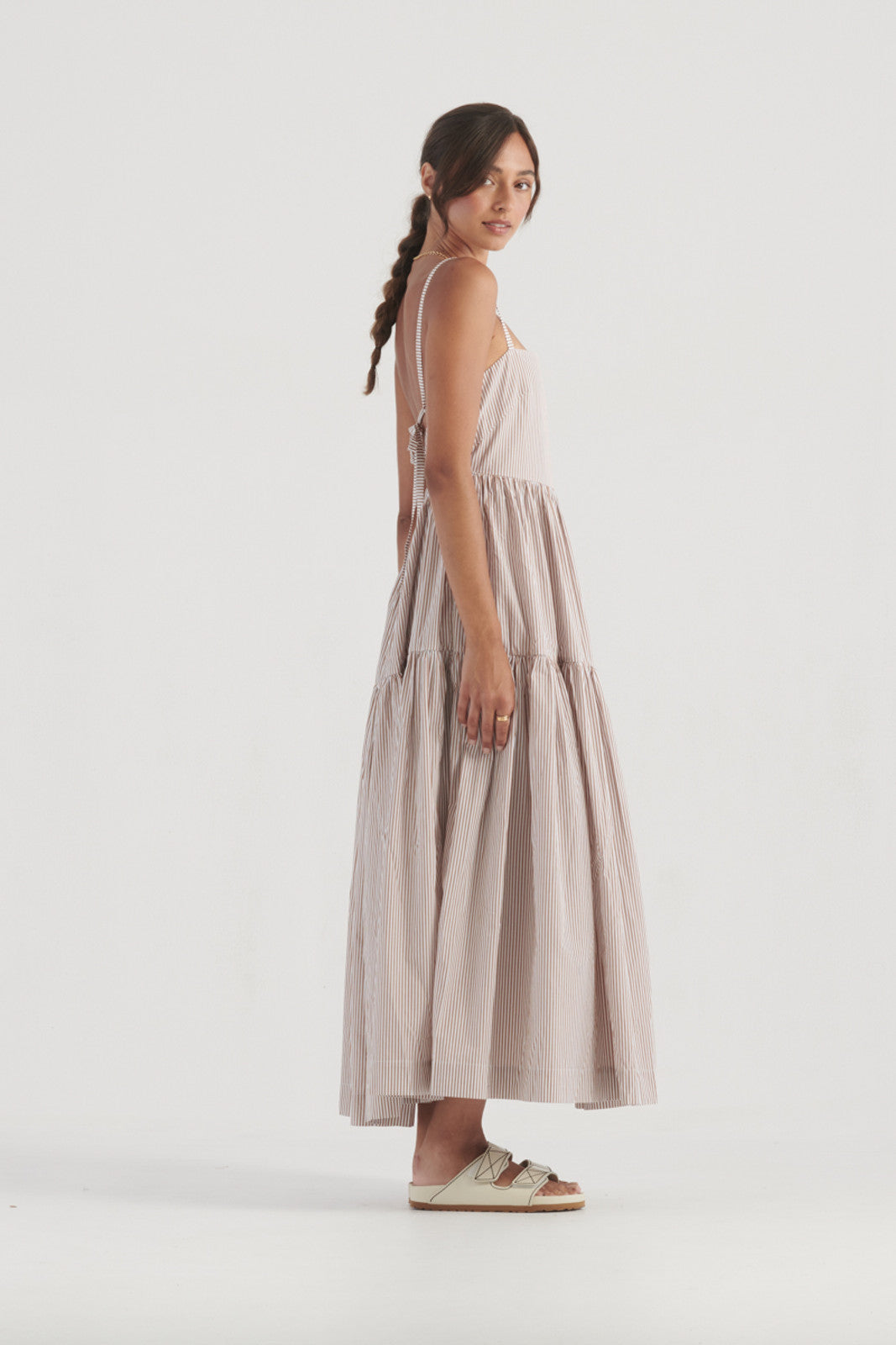 Elysian Collective Elka Collective Clare Dress Tan Stripe