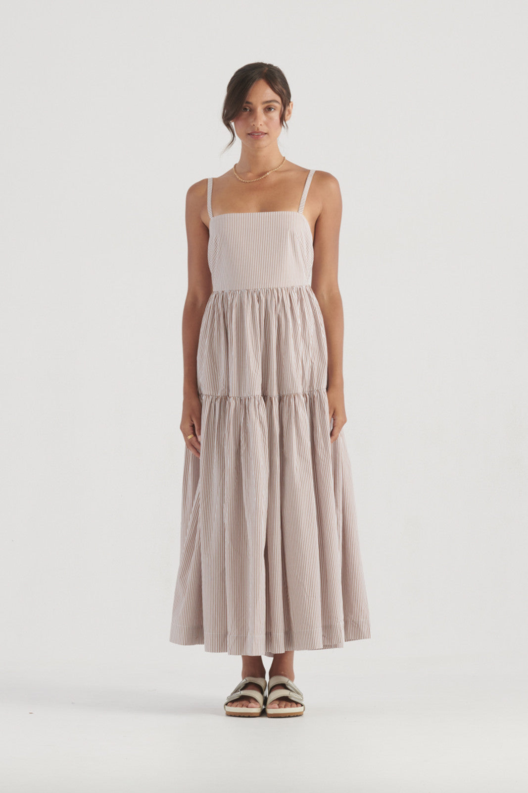 Elysian Collective Elka Collective Clare Dress Tan Stripe