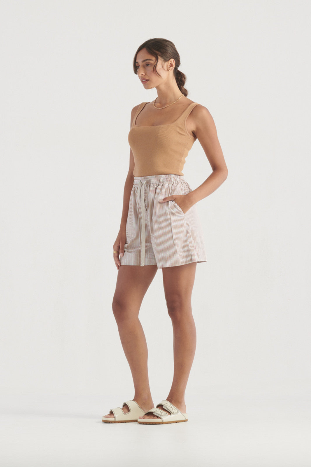 Elysian Collective Elka Collective Clare Short Tan Stripe