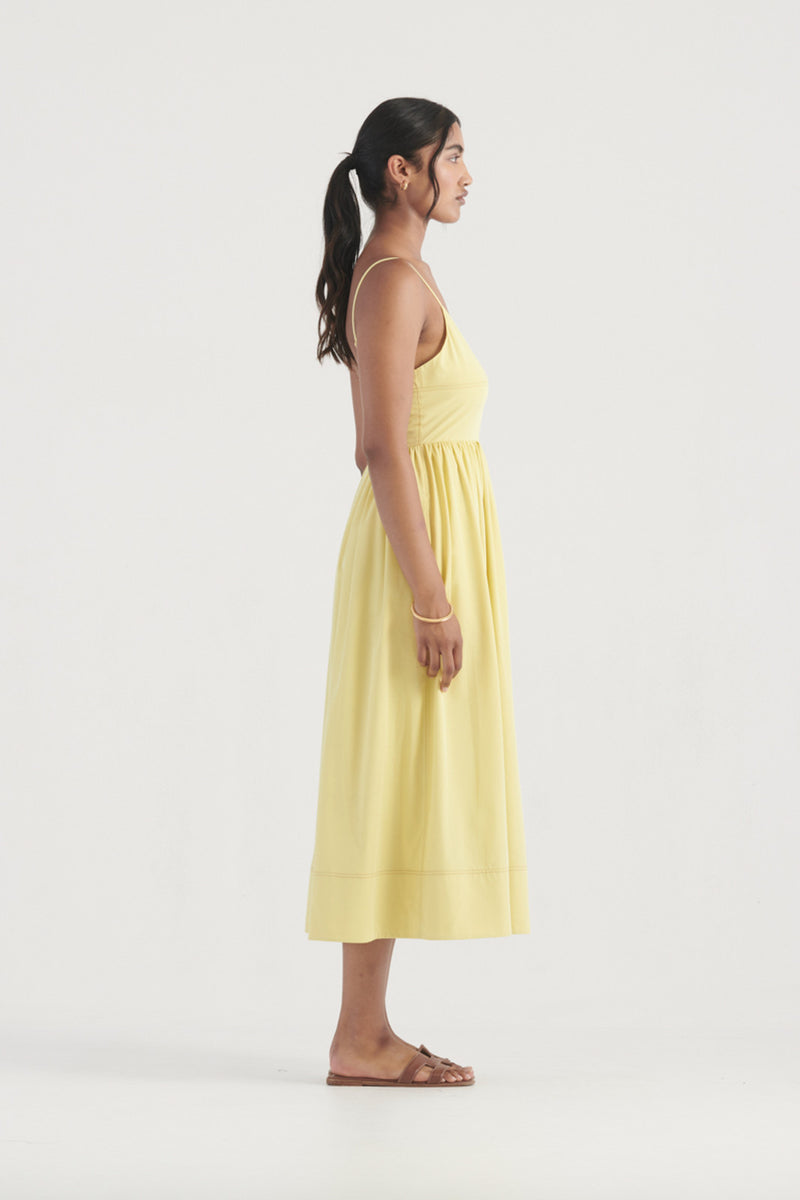 H&m yellow midi on sale dress