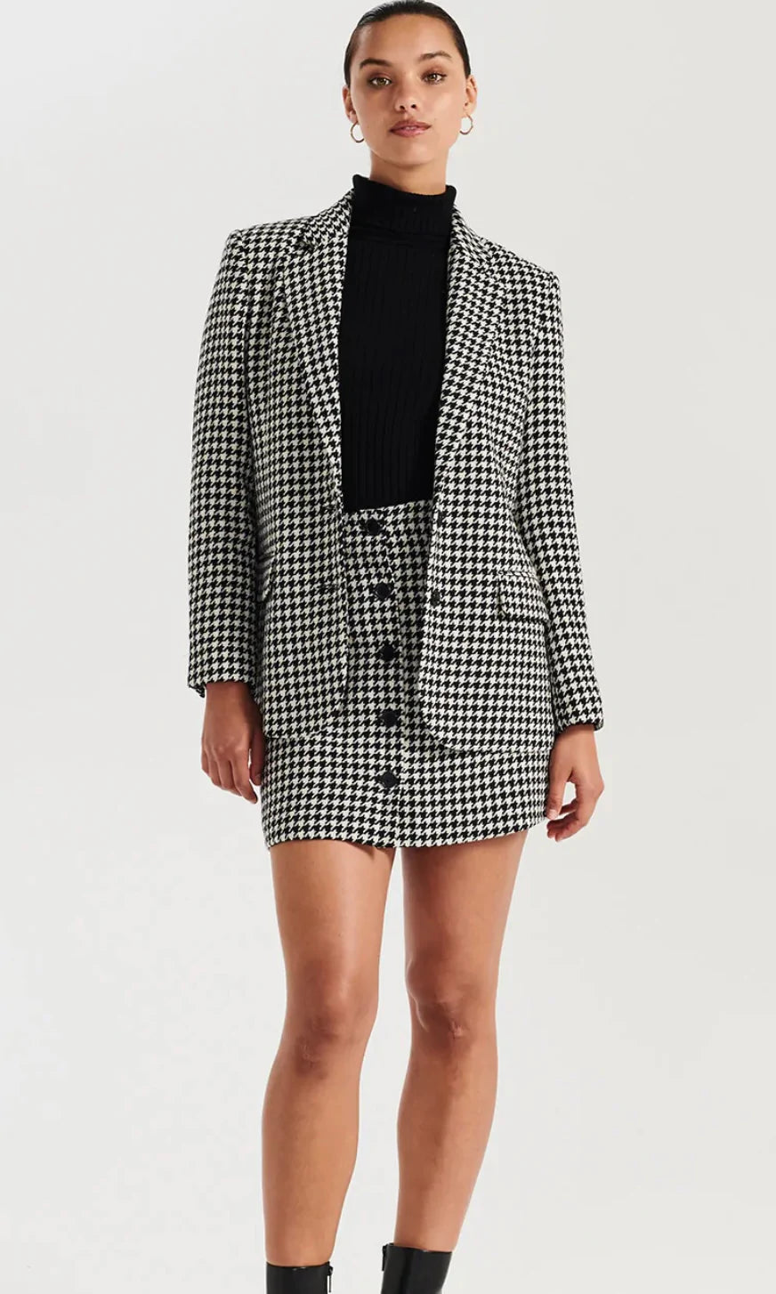 Elysian Collective Ena Pelly Bella Woven Blazer Houndstooth