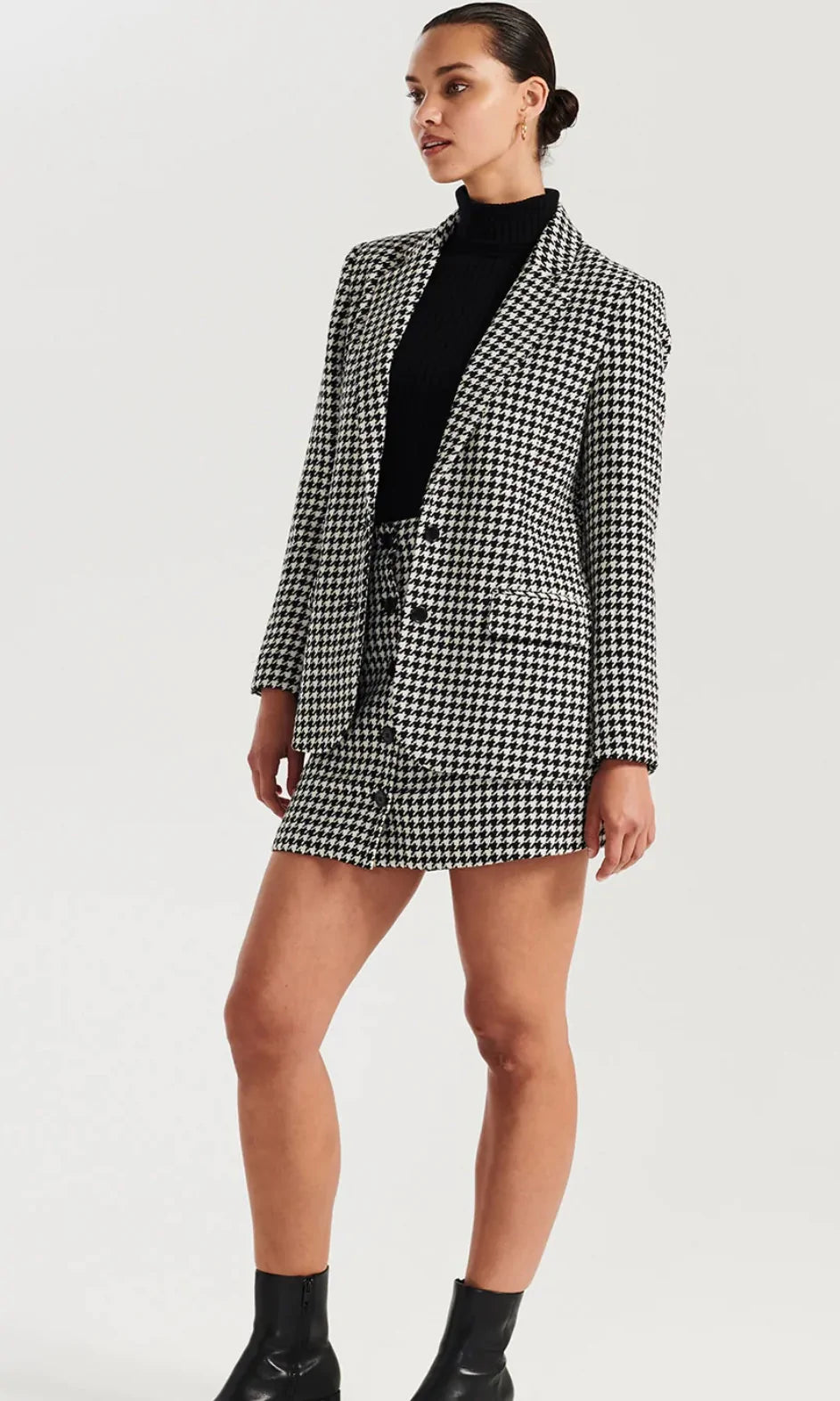 Elysian Collective Ena Pelly Bella Woven Blazer Houndstooth