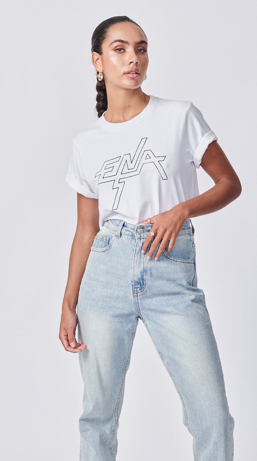 Elysian Collective Ena Pelly Block Logo Tee White