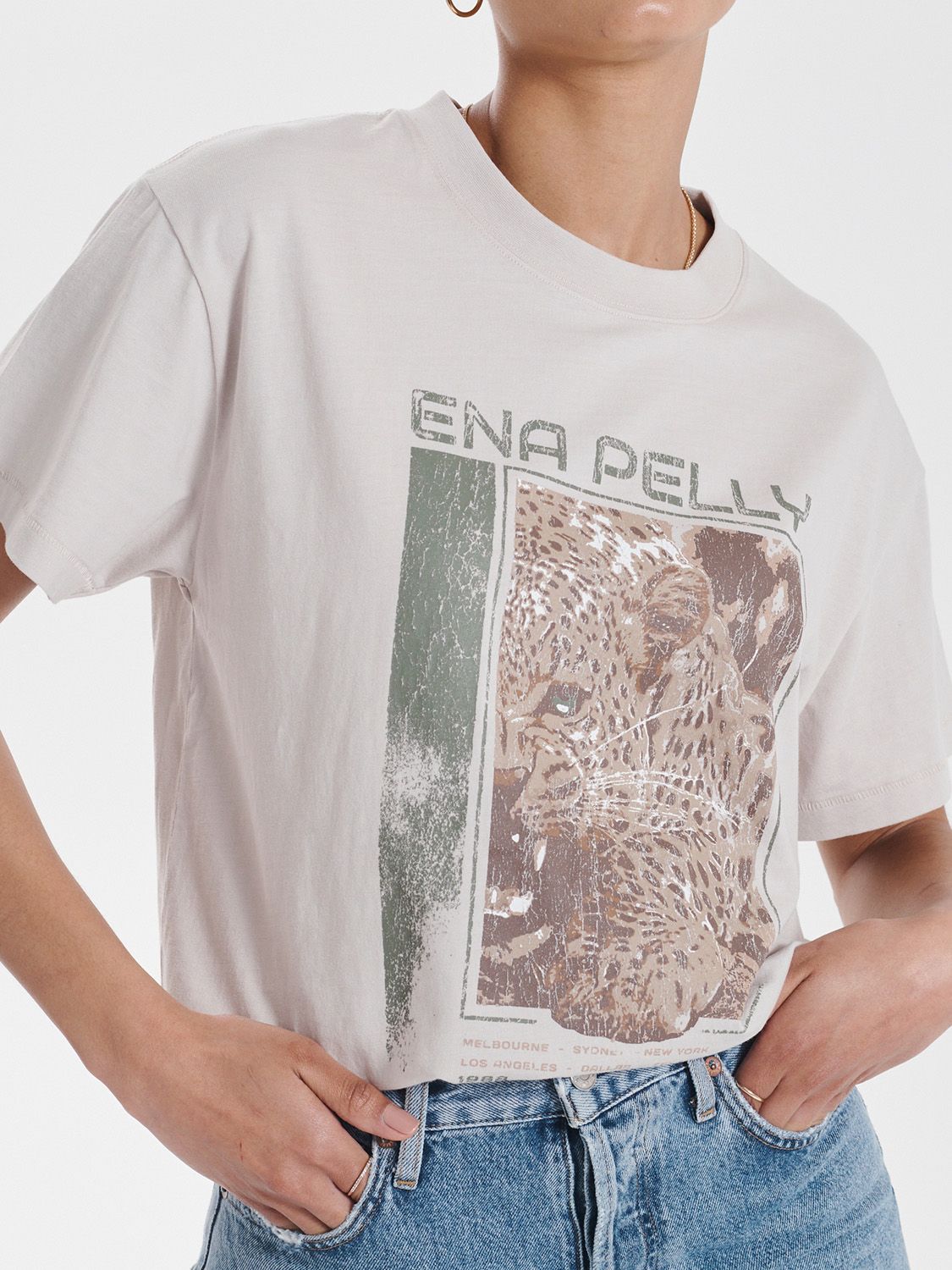 Elysian Collective Ena Pelly Cheetah Tee Alabaster