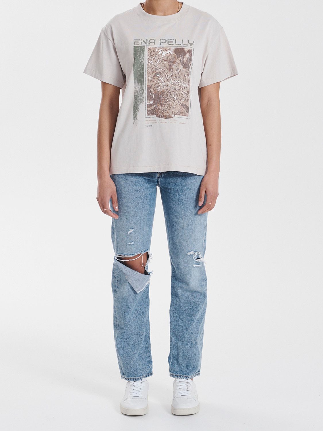 Elysian Collective Ena Pelly Cheetah Tee Alabaster