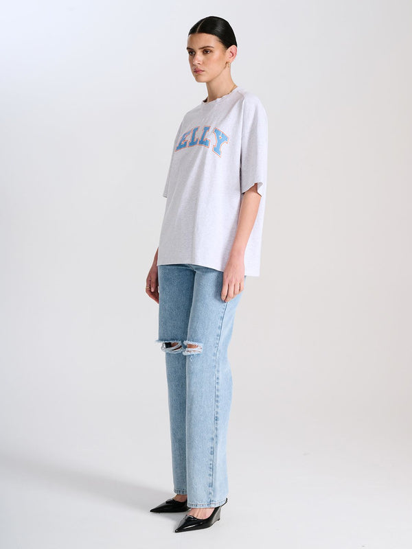 Elysian Collective Ena Pelly Collegiate Pelly Tee White Marle