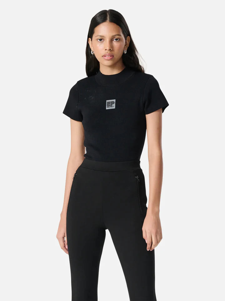 Elysian Collective Ena Pelly Ellen Short Sleeve Knit Top Black