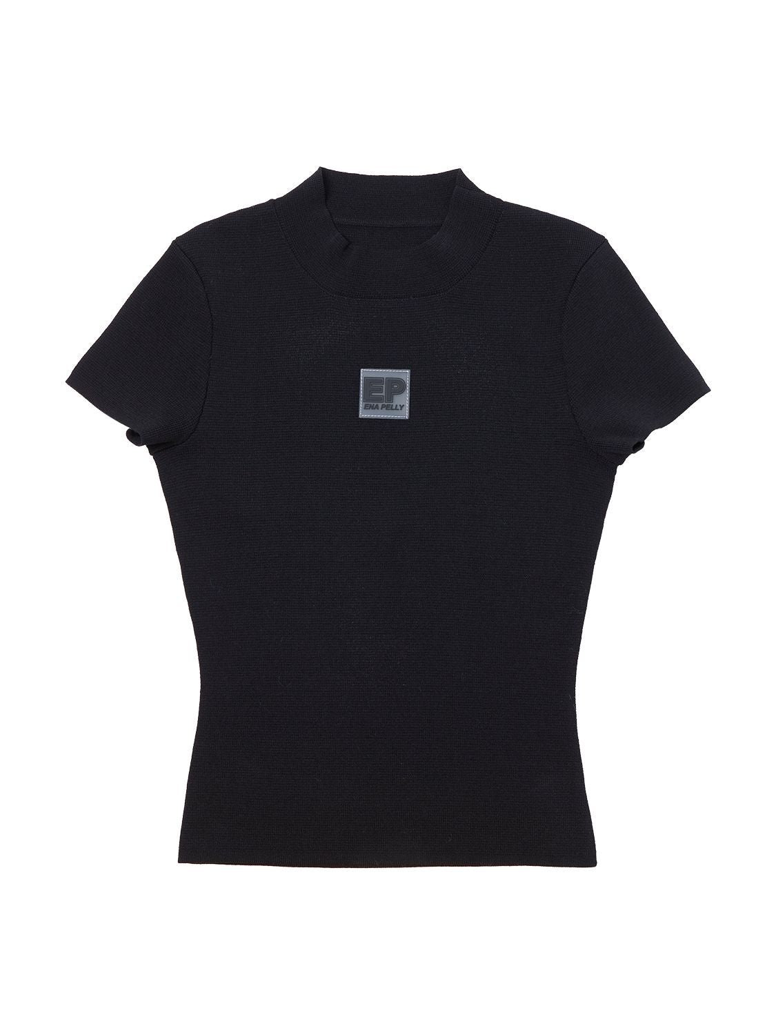 Elysian Collective Ena Pelly Ellen Short Sleeve Knit Top Black