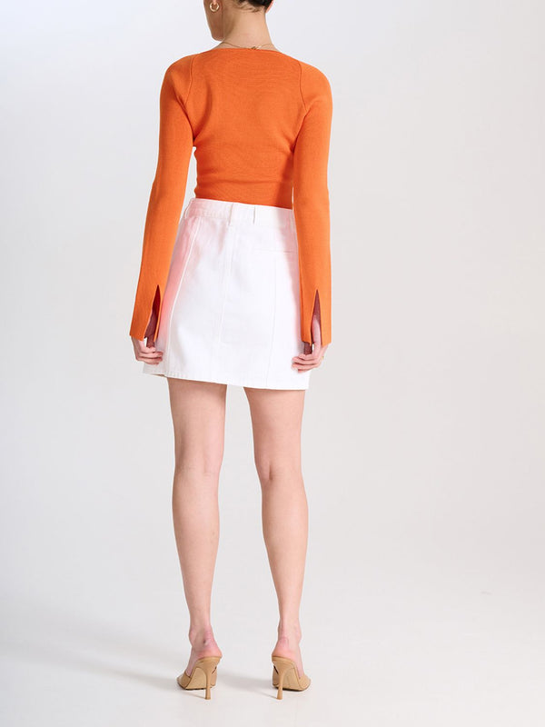 Elysian Collective Ena Pelly Marley Denim Mini Skirt Bright White
