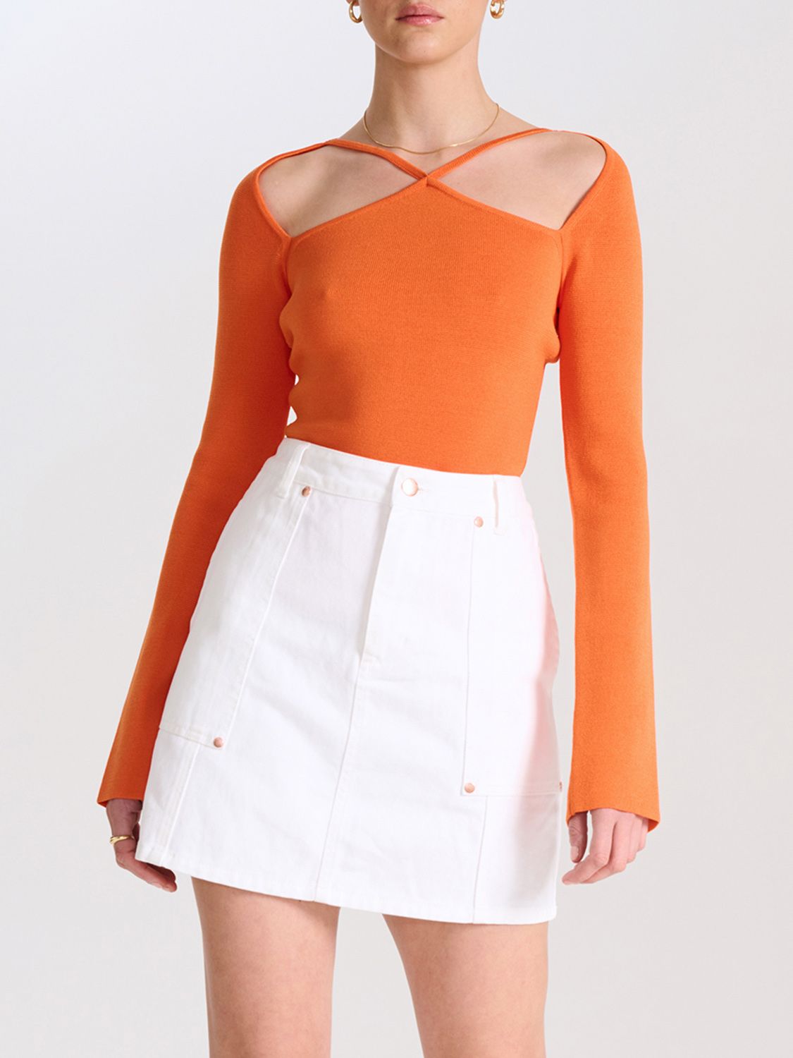 Elysian Collective Ena Pelly Marley Denim Mini Skirt Bright White