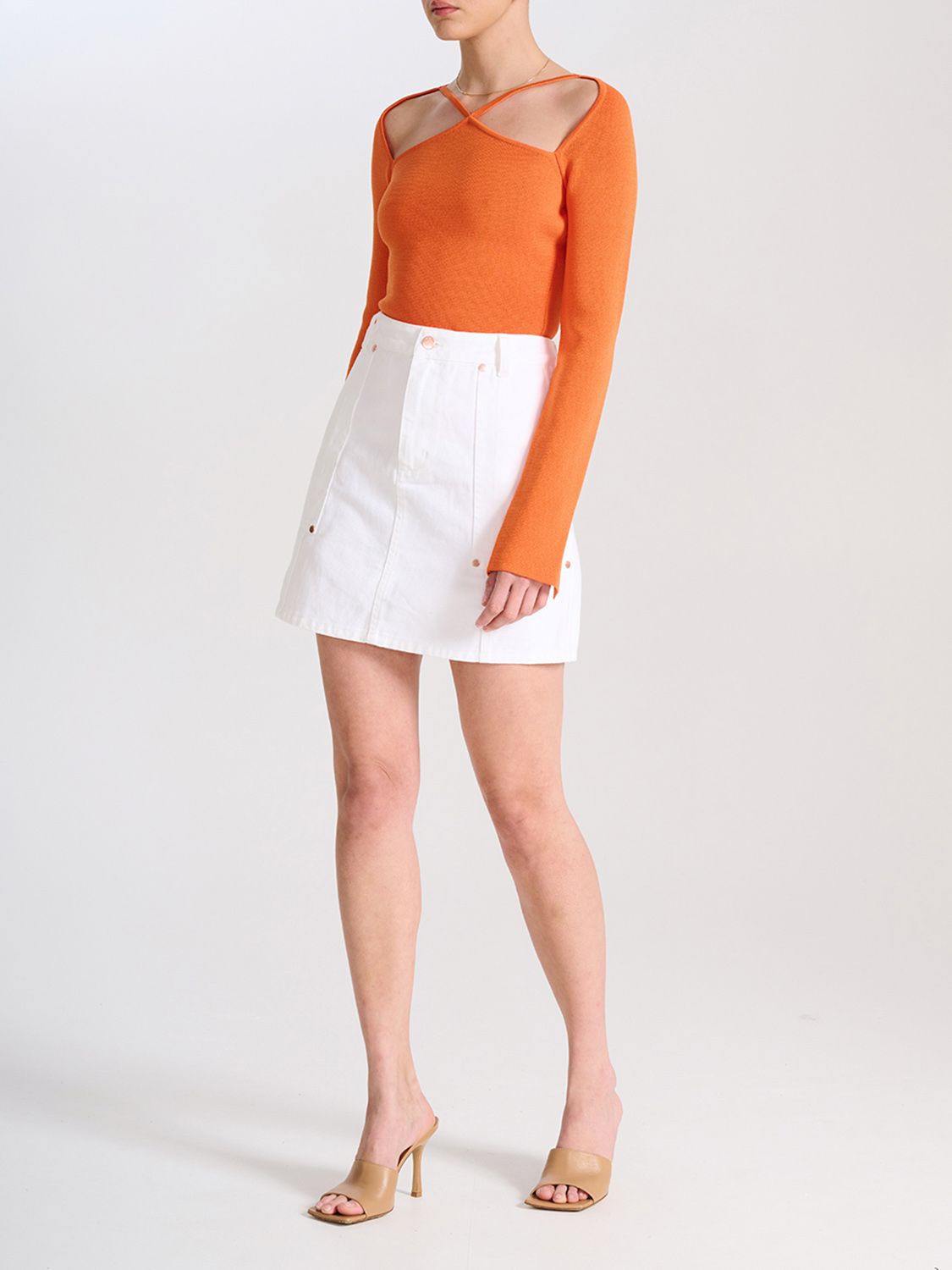 Elysian Collective Ena Pelly Marley Denim Mini Skirt Bright White