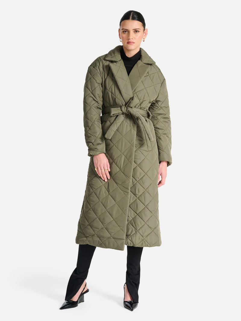 Elysian Collective Ena Pelly Mia Longline Quilted Jacket Hunter Green