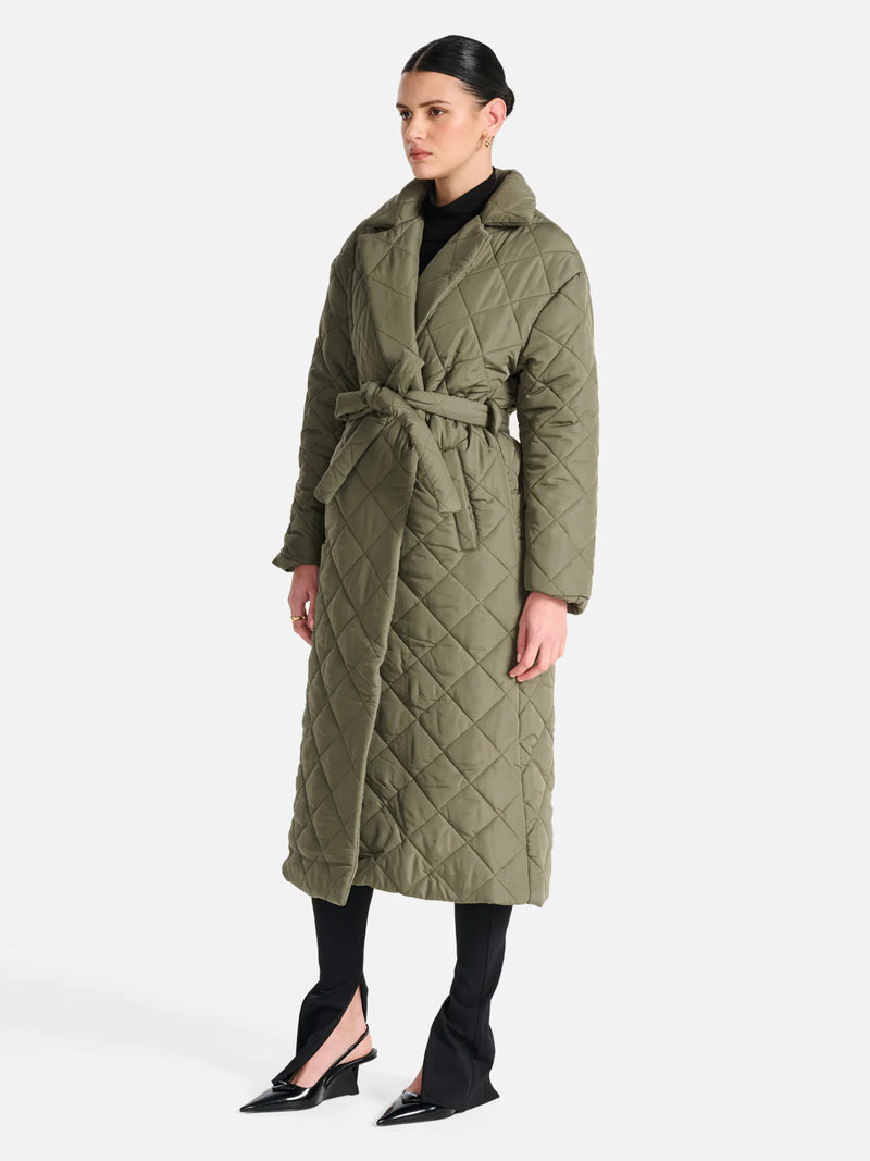 Elysian Collective Ena Pelly Mia Longline Quilted Jacket Hunter Green
