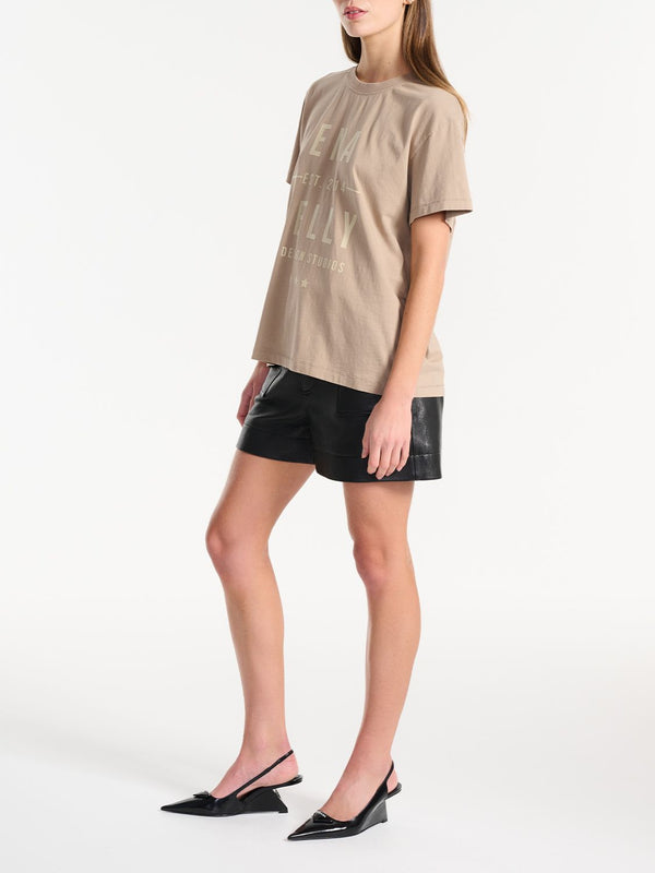 Elysian Collective Ena Pelly Stacked Text Tee Taupe