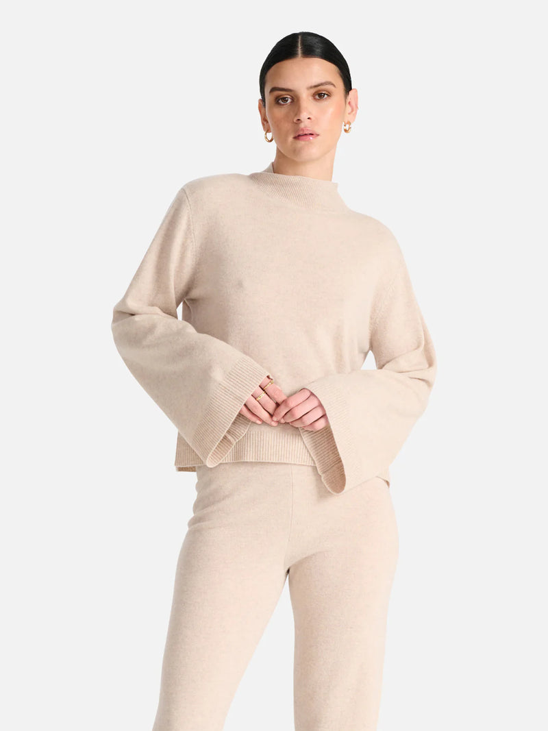 Elysian Collective Ena Pelly Turtle Neck Knit Sweater Almond Buff