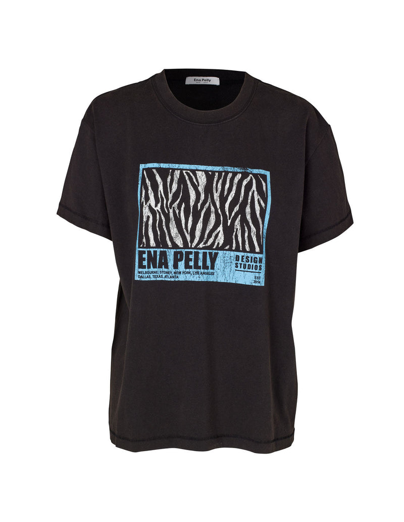 Elysian Collective Ena Pelly Wild Stripe Tee Washed Black