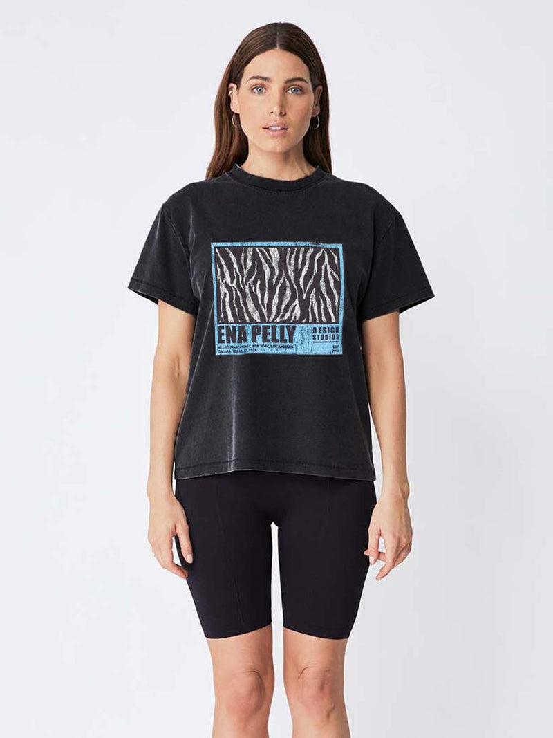 Elysian Collective Ena Pelly Wild Stripe Tee Washed Black