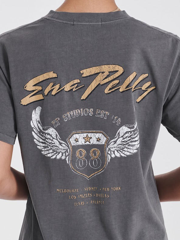 Elysian Collective Ena Pelly Winged Shield Tee Charcoal