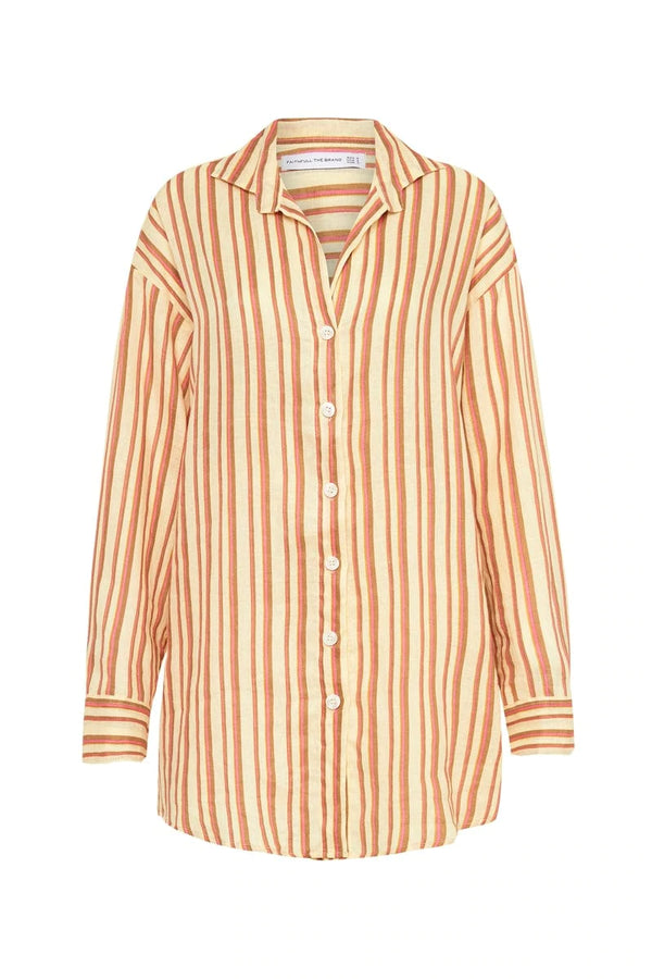 Elysian Collective Faithfull The Brand Tortuga Shirt Dress Playa Rosa Stripe
