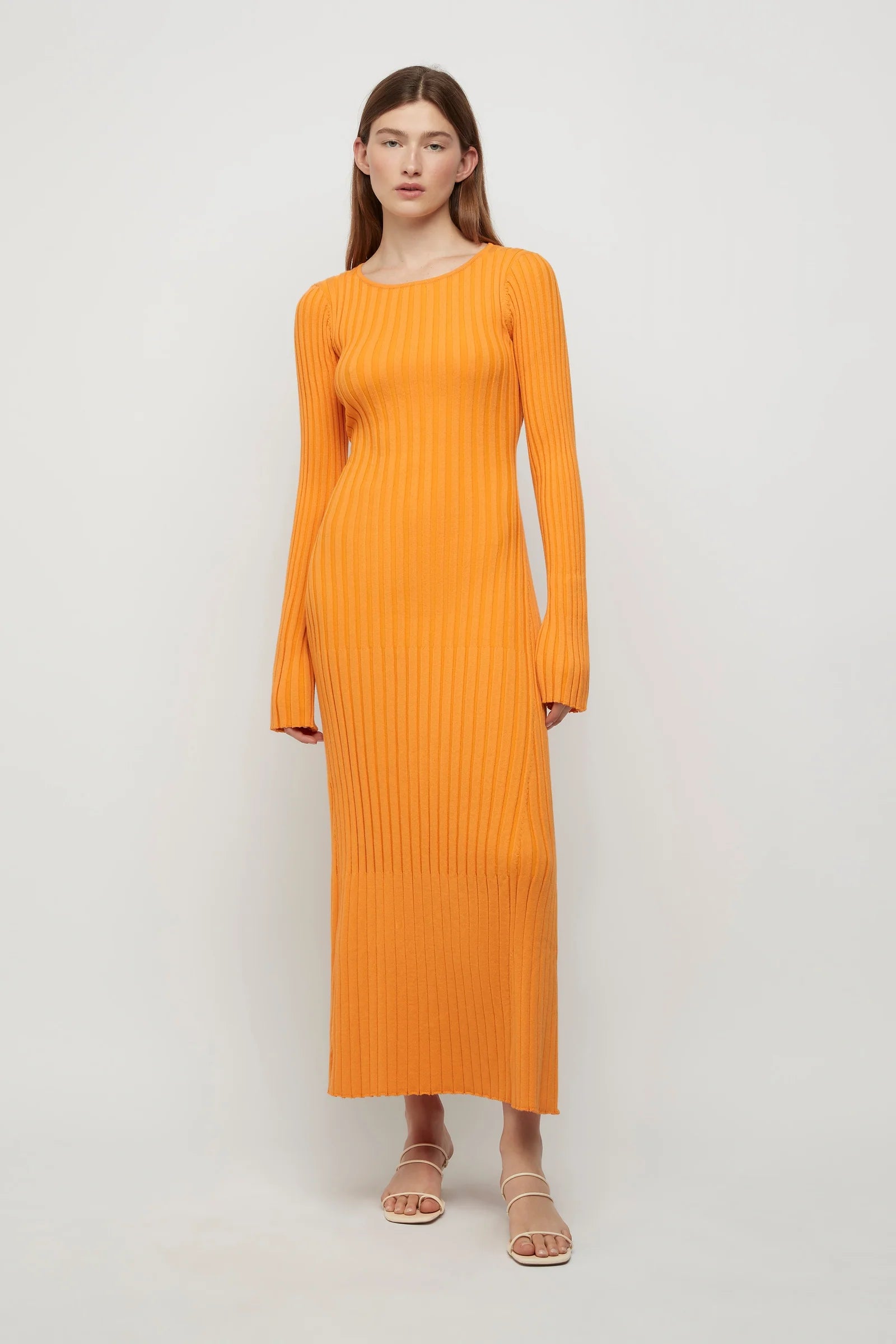 Elysian Collective Friend of Audrey Lowry Cross Back Knit Dress Tangerine