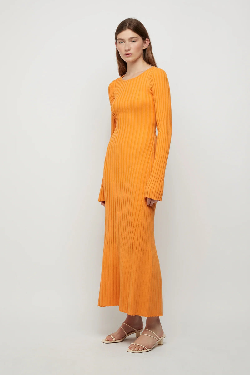 Elysian Collective Friend of Audrey Lowry Cross Back Knit Dress Tangerine
