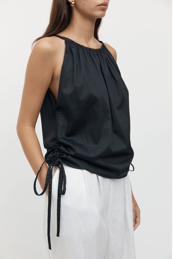 Elysian Collective Friend of Audrey Zelie Ruched Side Top Black