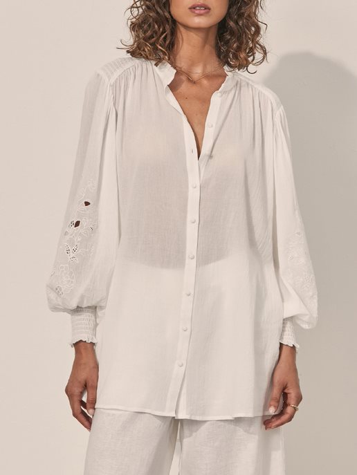 Elysian Collective Kivari Amber Embroidered Tunic White