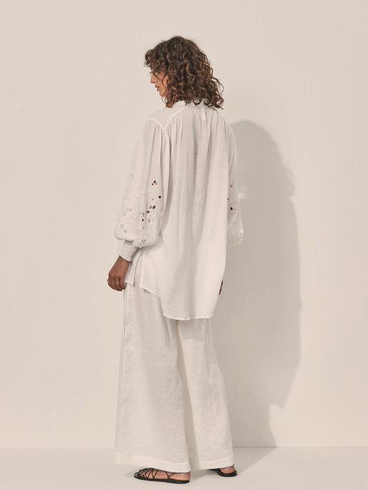 Elysian Collective Kivari Amber Embroidered Tunic White