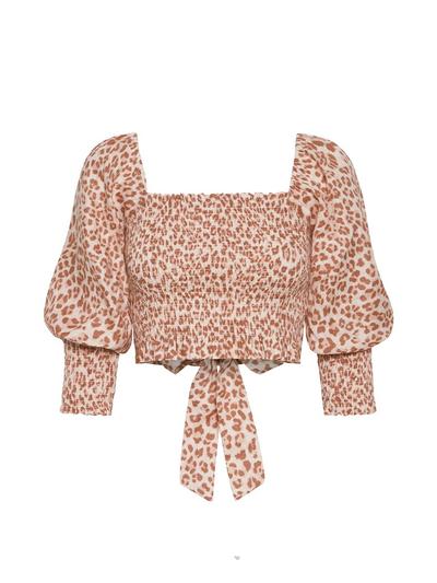 Elysian Collective Jelena Linen Tie Back Top Desert Leopard 