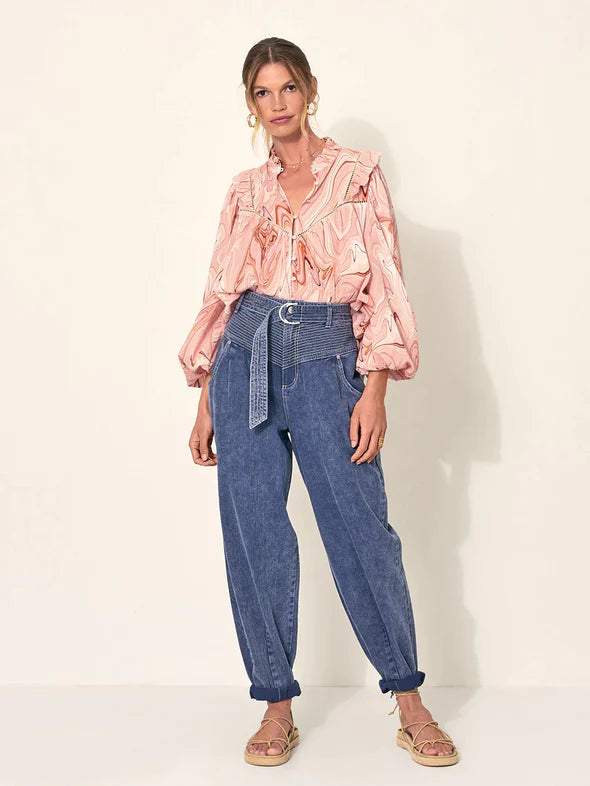 Elysian Collective Kivari Ruby Blouse Pink Marble