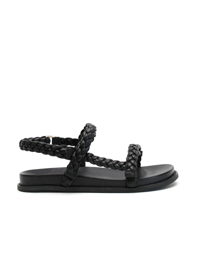 Elysian Collective La Tribe Thin Elke Braided Sandal Black