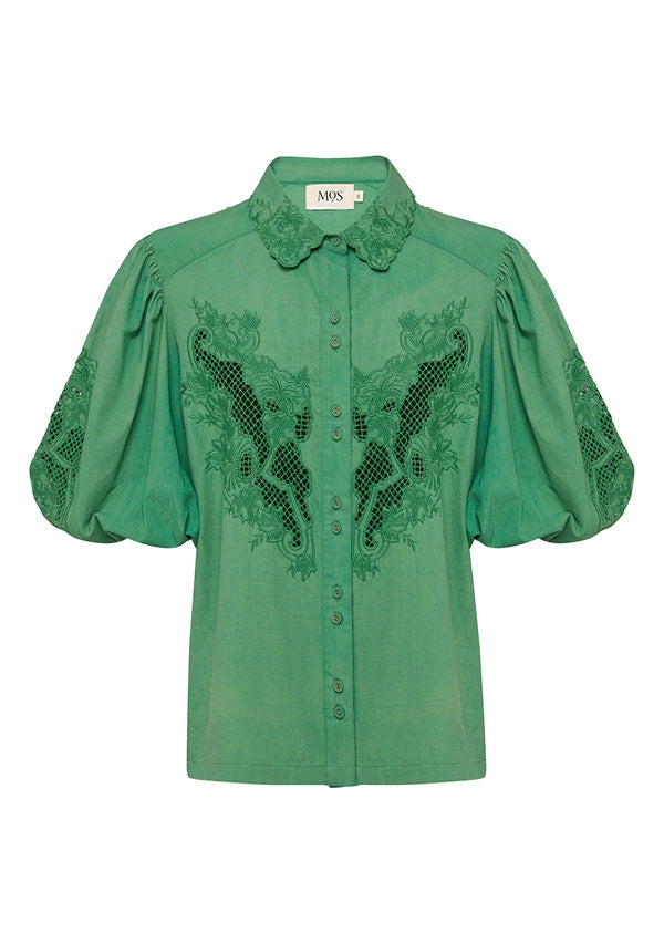 Elysian Collective Ministry of Style Flora Embroidery Blouse Jade