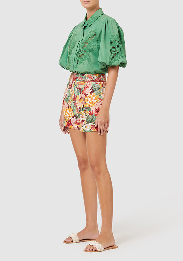 Elysian Collective Ministry of Style Flora Embroidery Blouse Jade