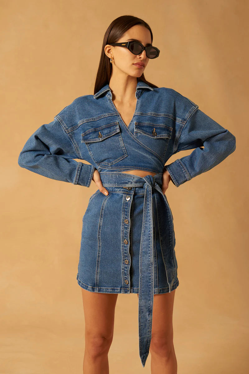 Elysian Collective Misha Abby denim Mini Dress