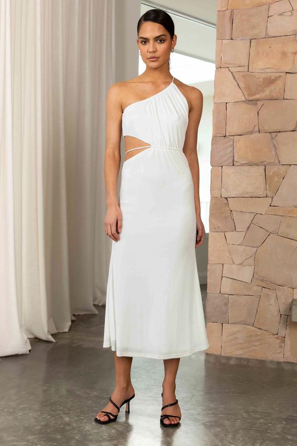 Elysian Collective Misha Adara Midi Dress Ivory