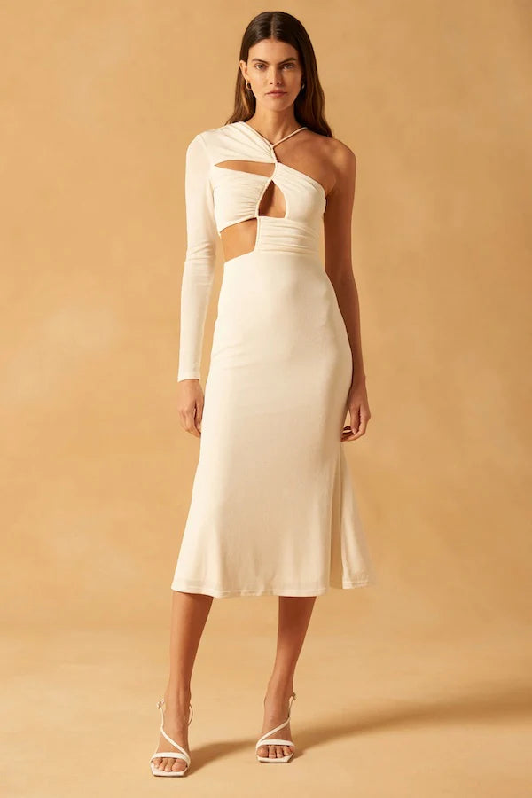 Elysian Collective Misha Eriko Slinky Jersey Midi Dress Pearl