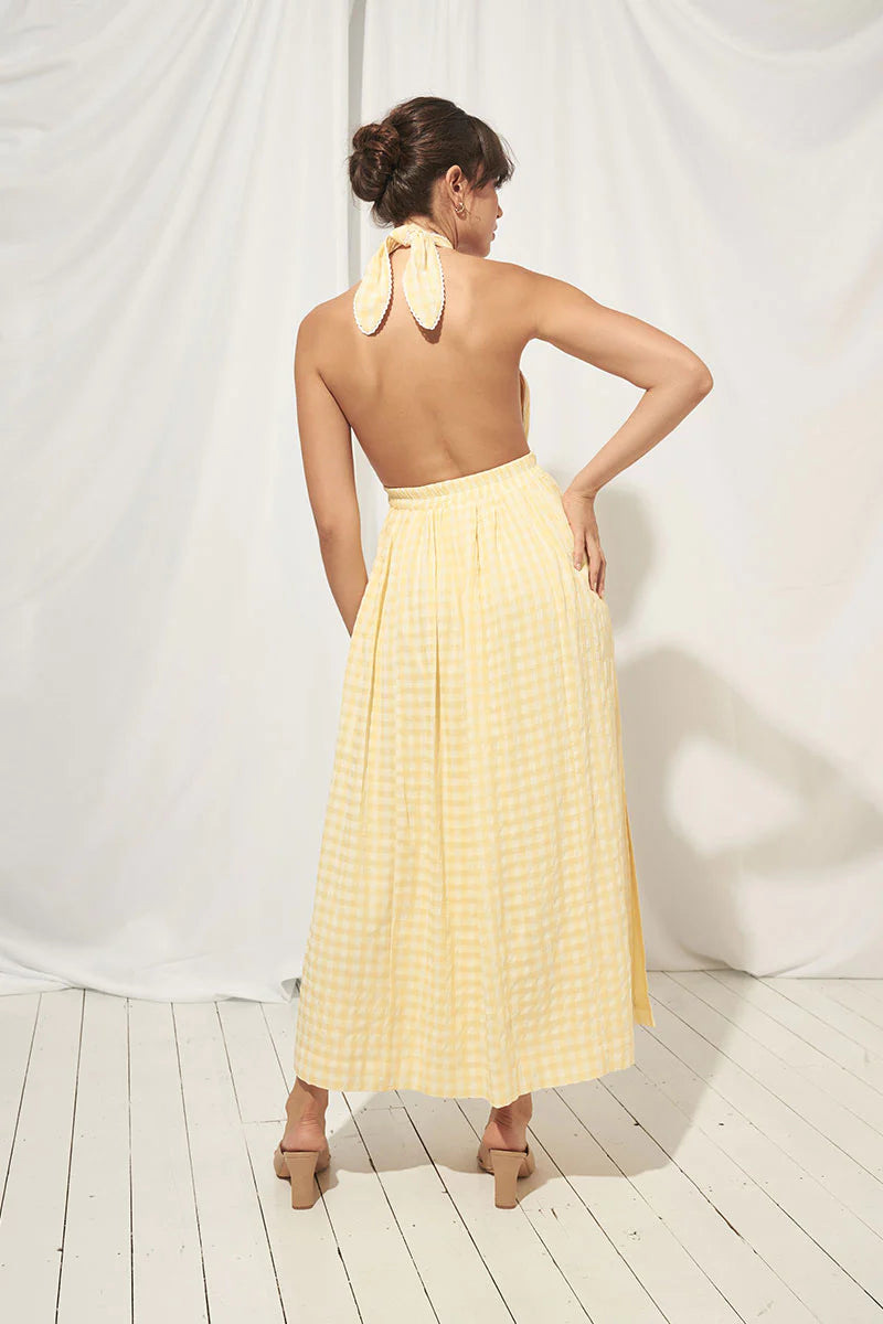 Elysian Collective Mon Renn Lucid Midi Dress Lemoncello