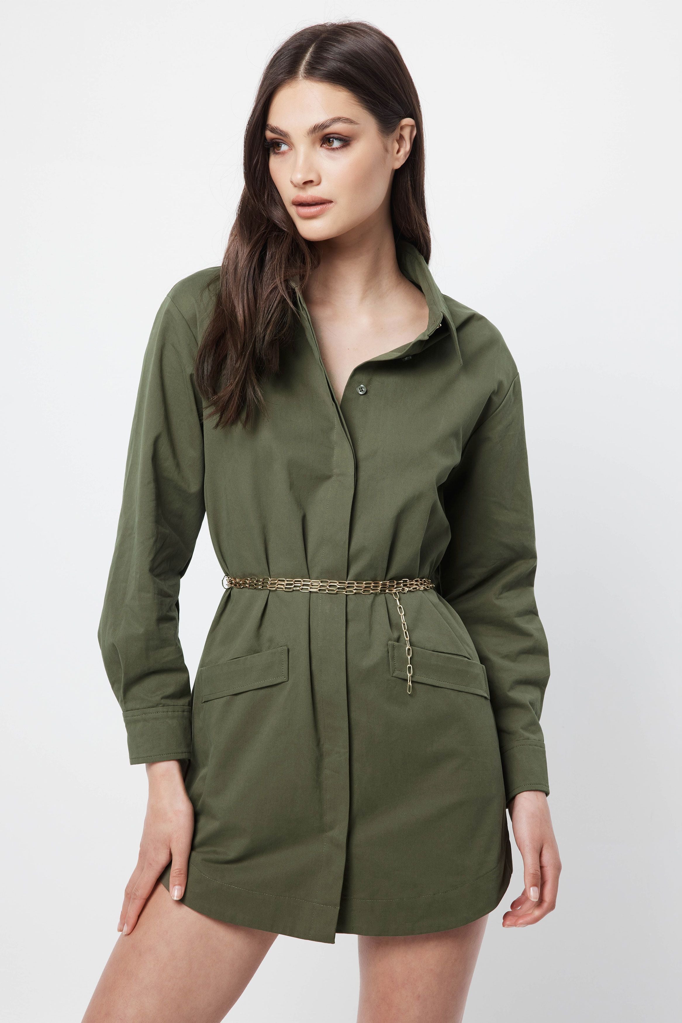 Elysian Collective Mossman Visionary Shirt Dress Moss