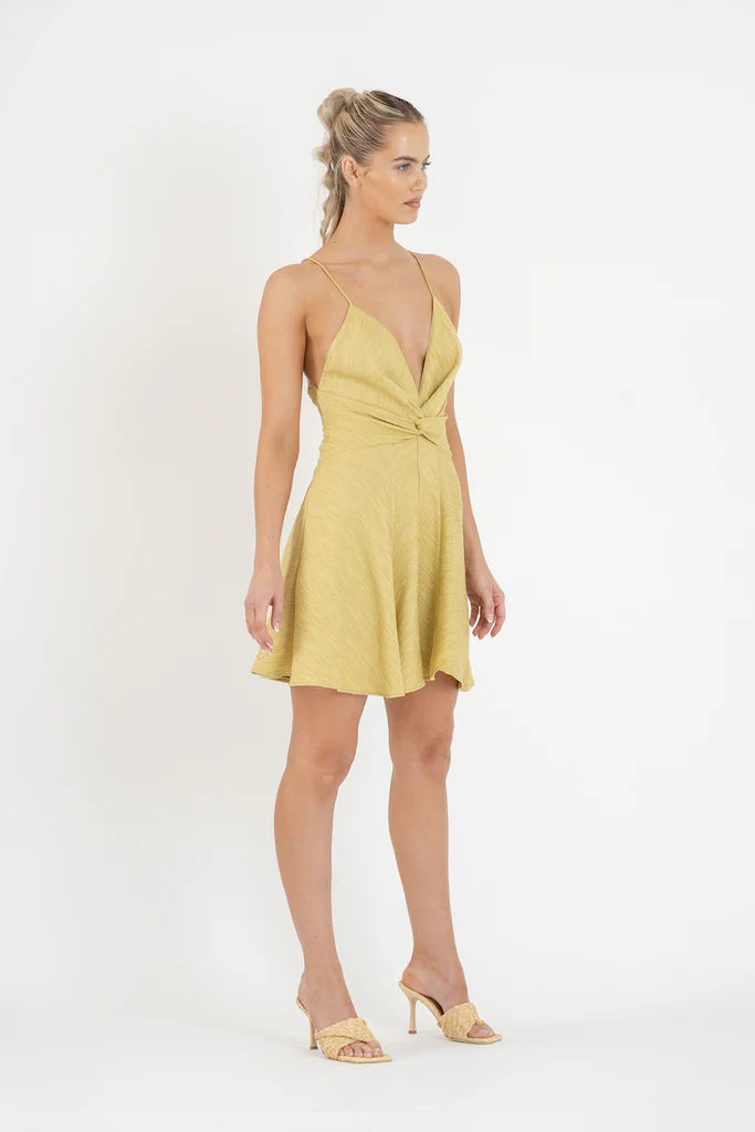 Elysian Collective One Fell Swoop Emmeline Miini Dress Golden Straw