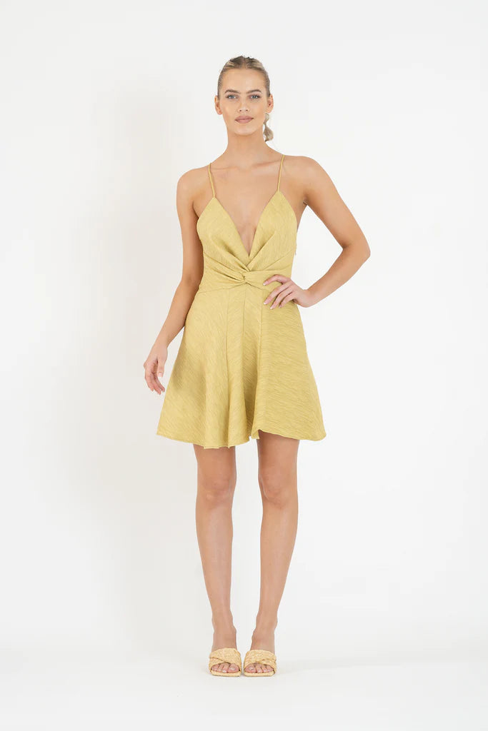 Elysian Collective One Fell Swoop Emmeline Miini Dress Golden Straw