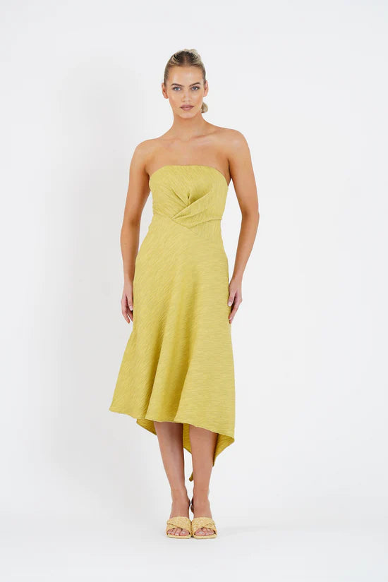 Elysian Collective One Fell Swoop Quartz Midi Dress Golden Straw