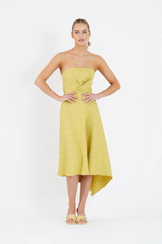 Elysian Collective One Fell Swoop Quartz Midi Dress Golden Straw