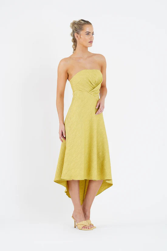 Elysian Collective One Fell Swoop Quartz Midi Dress Golden Straw