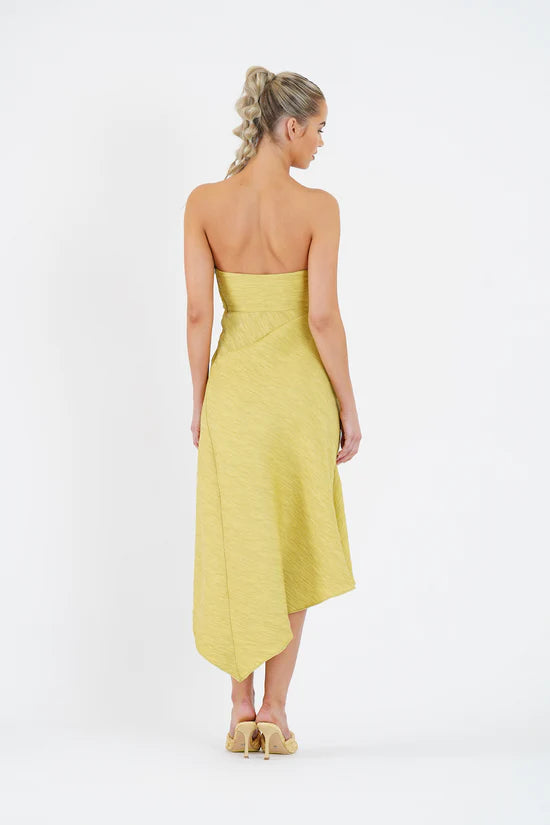 Elysian Collective One Fell Swoop Quartz Midi Dress Golden Straw