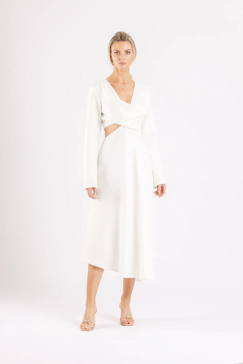 Elysian Collective One Fell Swoop Roisin Midi Dress Blanche